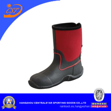 Botas de lluvia de moda unisex superior de neopreno rojo para niños (66310)